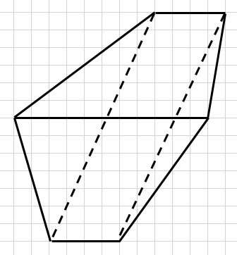 下図に示した立体図形の名称を教えてください 5面体 3つの四角形と2つの三 Yahoo 知恵袋