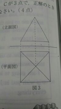 中3数学右の図3は正四角錐の投影図ですこの四角錐の立面図は1辺の長さが6c Yahoo 知恵袋