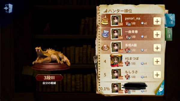 第五人格について質問です 自分のランキングの順位についての Yahoo 知恵袋