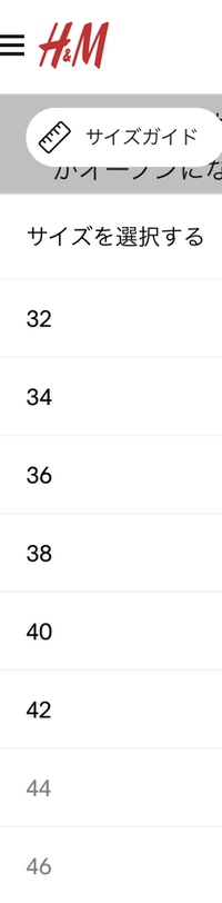 H Mのオンラインのサイズ表についてです 数字の33 3 Yahoo 知恵袋