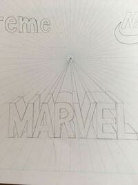 美術の課題で一点透視図法を書けと言われて Marvelを書いたの Yahoo 知恵袋