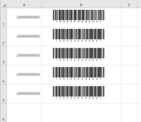 Excelでバーコード一括生成するやり方教えてください。 下記の方法でB1に１つバーコードを生成しA1データ通り一括生成したいのですが

B1データのままコピーされ、A1のデータ通り生成されません。原因教えてください！

よろしくお願いいたします。




参考画像A列に13桁バーコードがあります。

１、開発→挿入→コントロールの選択→MicrosoftBarCode...