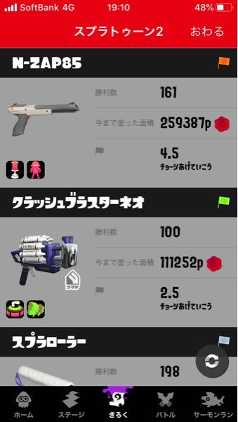 でスプラトゥーン 2の記録を見て思ったのですが旗の色って