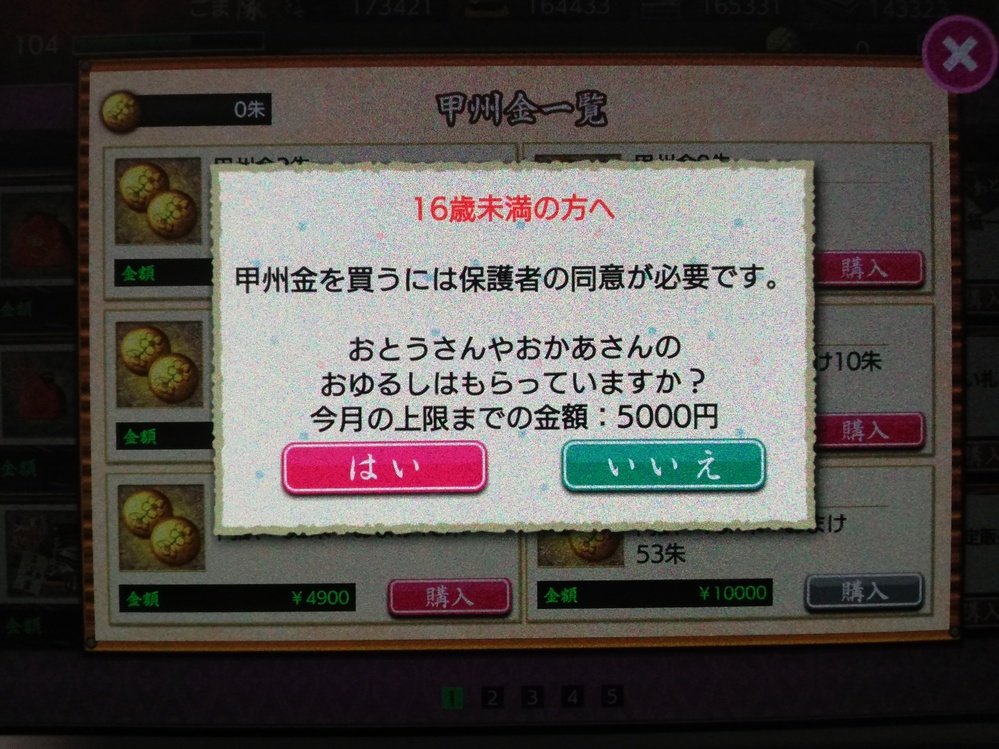 助けて下さい 刀剣乱舞プレイ中に甲州金を購入しようと思って 誤っ Yahoo 知恵袋