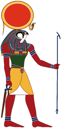 エジプト神話の太陽神ラーが描かれているイラストを見ると 頭の上に丸いものが Yahoo 知恵袋
