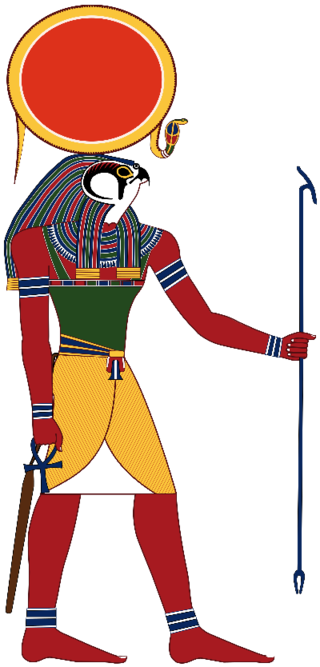 エジプト神話の太陽神ラーが描かれているイラストを見ると 頭の上に丸いものが Yahoo 知恵袋