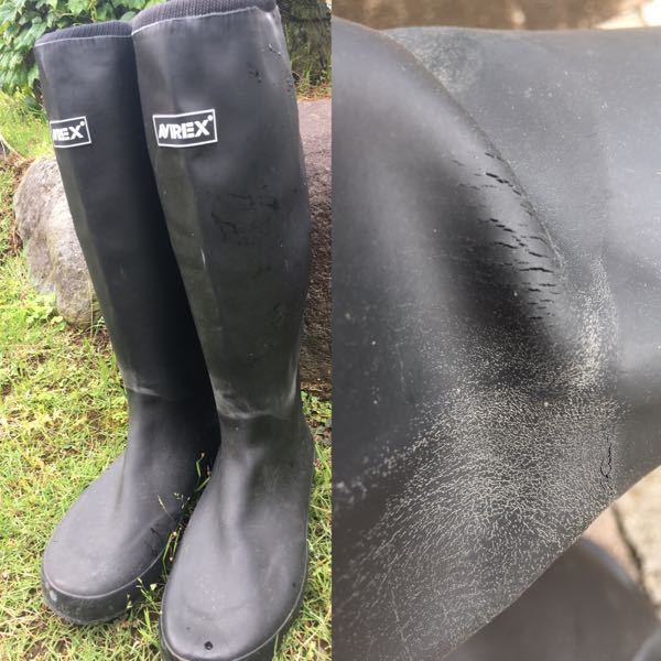 レインブーツの修復について 画像のレインブーツを使用してますが最近ヒビ Yahoo 知恵袋