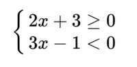 高一数学
この問題の解き方を教えてください。出来れば、2x+3≧0を① 3x-1<0を②として計算した場合を教えて欲しいです。あと図(数直線)も書いていただけると嬉しいです。 