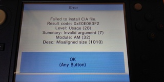 New3dsのfbiエラー 100コイン Fbiでciaをインストールした Yahoo 知恵袋