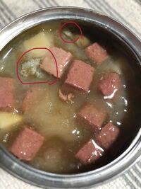 ペット用缶詰の白い塊について ペット用缶詰ですが 開封したら写真のよう Yahoo 知恵袋