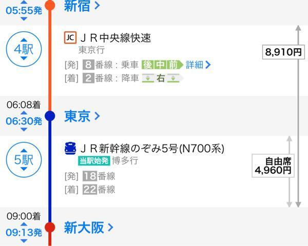 新幹線で東京駅から新大阪駅に行く切符の買い方を教えて欲しいです！！ - 調... - Yahoo!知恵袋