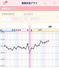 写真の基礎体温グラフだと排卵日は1番体温が低いピンクの日になるのでしょうか Yahoo 知恵袋