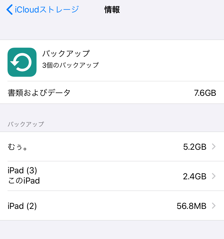 バックアップについて 画像は同じappleidで別の端末からログインしてい Yahoo 知恵袋