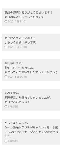 メルカリについてです。 - 11日の時点で明日発送といっておきな 