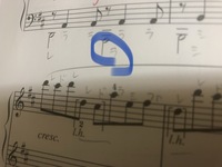 ピアノを独断でやっているピアノ経験なしのものです。この下の楽譜で青丸のとこのラは、どこになりますか？上ですか？下ですか？ 優しい方教えてください。