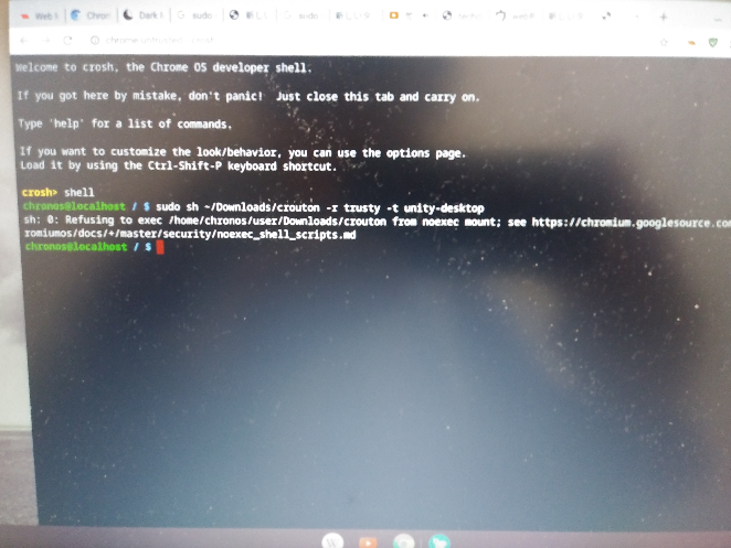 Chromebookにubuntuを入れようとしダウンロードコマンドを入力 Yahoo 知恵袋