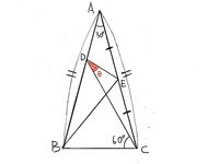 中学数学、図形の問題です。角θを求めてください。(図形はラングレーの問題のやつにちょっと似てる？)
どなたか解答よろしくお願いします。 