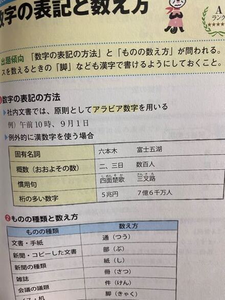 秘書検定についての質問です 例外的に漢数字を使う場合 と書いて 教えて しごとの先生 Yahoo しごとカタログ