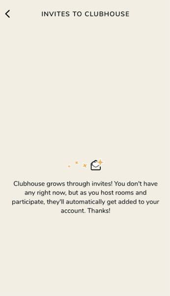 clubhouseのアプリにて、誰にもまだ招待コードを送っていないのに招待 