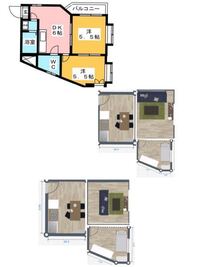 6畳のdk部分にダイニングテーブルと椅子 右側の5 5畳にソファ ローブル Yahoo 知恵袋