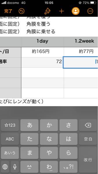 アイフォンに元々入ってるページで表を作ってたらこのように数字が勝手に右に寄 Yahoo 知恵袋