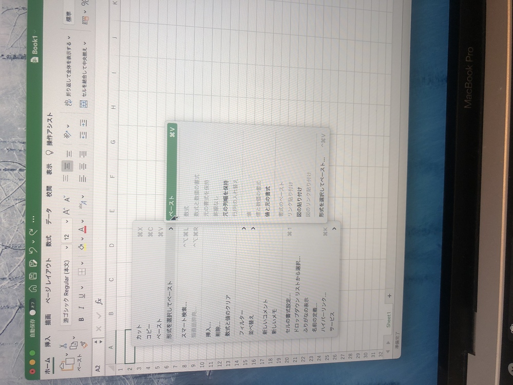 Macのexcelに関しての質問です 値の張り付けができず困って Yahoo 知恵袋