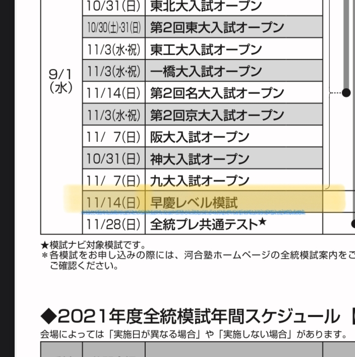 こちらの早慶レベル模試の会場は、今年はどこになりますか？また
