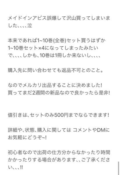 メルカリのプロフィール欄記載の発送できない期間と各商品ページの日数