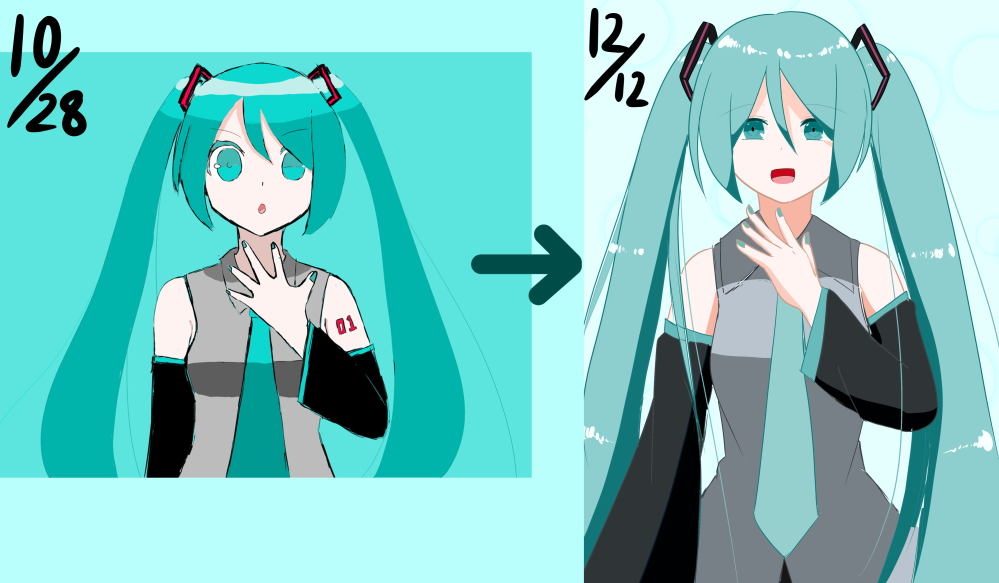 小6です どちらも初音ミクを描いたものなのですが 成長できていま Yahoo 知恵袋