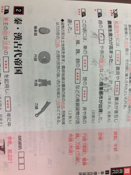 世界史中国の戦国時代の青銅貨幣についてなんですが、貨幣の種類と国