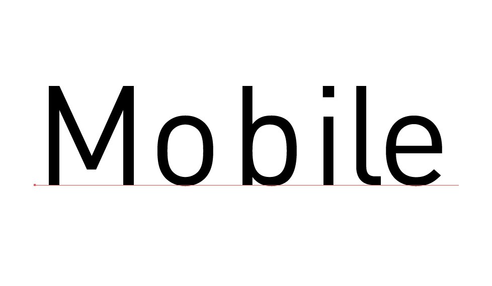 Illustratorで字間がいびつなところがあります。 添付データの「Mobile」の「o」と「b」の両側が広いような？ 気のせいでしょうか？ 対処法などご存知の方、ご教示ください。