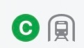 旅行行くためにiPhoneのマップにて、バスや電車の出る時間を調べていた際に、この緑のCマークが何なのか分からず、これが何か教えて貰えませんか？
