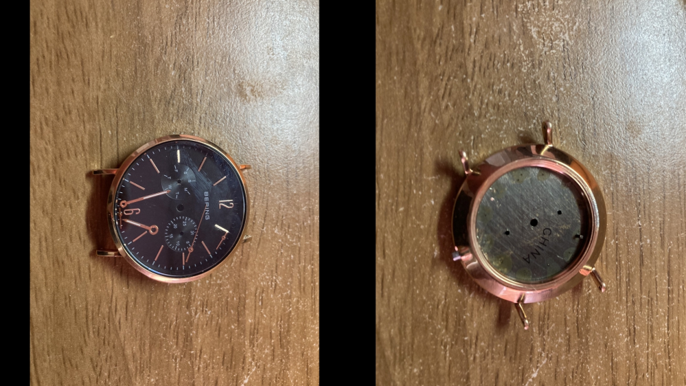 この時計のガラスはどうやって外すのでしょうか？ 裏側を分解していたら針が取れたのですが取り出せません。 ジャンク品ですので直せなくてもいいのですが 仕組みが気になります。