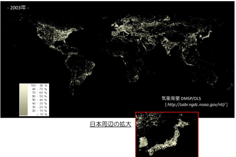 なぜ画像のように、日本の夜は、周りの国より、明るいと思いますか？