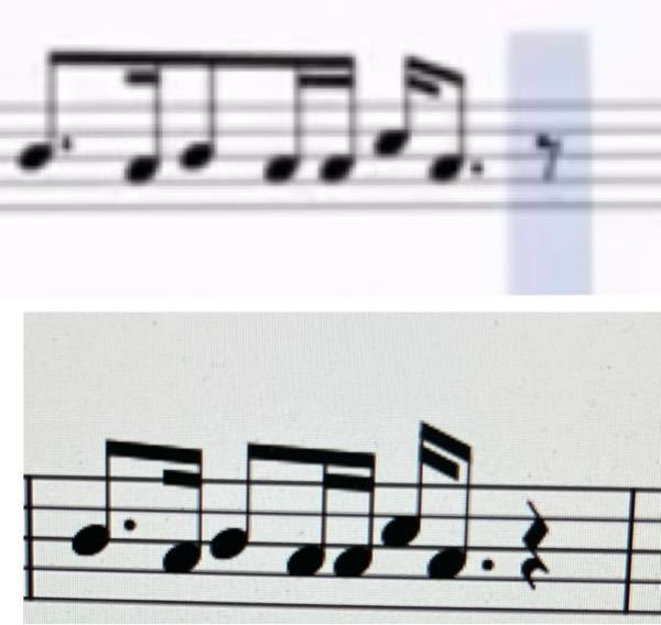 至急)楽譜を同じように作っても休符の長さが合いません。どうしてでしょうか？