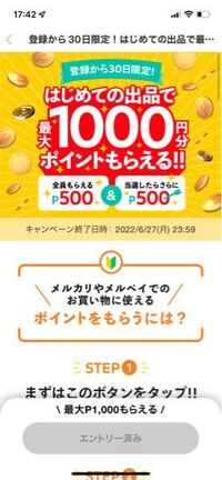 メルカリで出品したら500ポイントを貰えるというキャンペーンの5