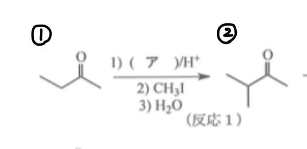 化学の質問です！！ 「アがピロリジンなどの2級アミン」で、「反応1がStorkeのエナミン法」というのは分かるのですが、先程教えて頂いたエナミンと2)のCH3I、3)のH2Oを反応させると何故②の生成物が出来上がるのかが分からないです…