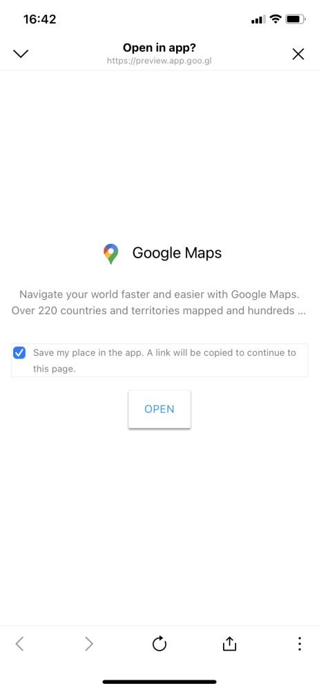 Googleマップの共有についての質問です。 ドライブに行くことになり、その道を共有してもらったのですが、なぜかエラーになり開けません。何故なのでしょうか？
