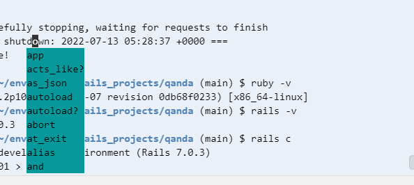 cloud9のターミナル上にて、rails cコマンド後でオートコンプリート機能(コード補完機能)を OFFにする方法をお分かりの方、ご回答をお願いします。 ちなみに環境は windows10 or windows11 Ruby3.0.2 Rails7.0.3 です。