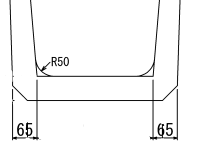 jw cadで教えて頂きたいです。 画像(箱状の底)の"65"部分が 描けません。(寸法が合いません) R50下の点(交点)から 半径65の円を描き、 接線→伸縮で伸ばしま...