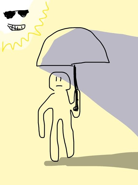 太陽が横から差してるのに真上に日傘をさしてる人をよく見るのですが、あれって意味あるんですか？