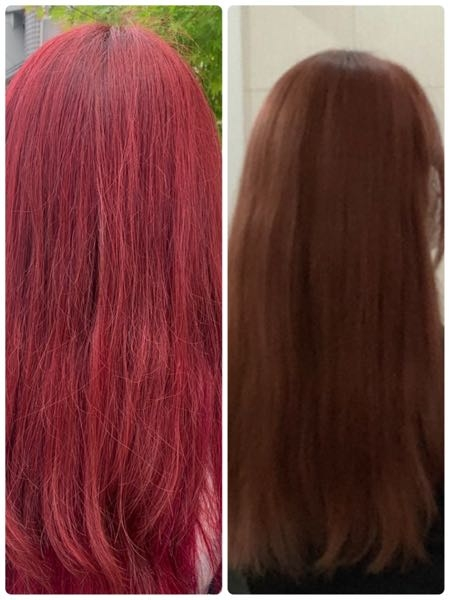 髪色 赤 ブリーチ 500枚 今の髪色が赤から色落ちした赤茶なんですけど、前頭１回ブリーチしたらどんな髪色になりますか？ 茶色ぽくなるのはわかるんですけど、その上からまた赤色を入れても大丈夫でしょうか？ ちなみに左が6月26日に染めた赤で右が今の髪色です。
