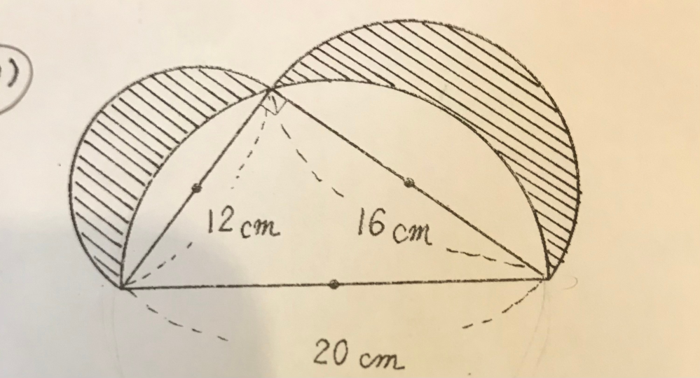 【至急】この図の斜線部分の面積と周の長さの求め方を教えてくださいm(_ _)m