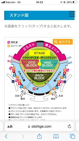 音楽と髭達のイベントについての質問です！座席のブロックってどうや