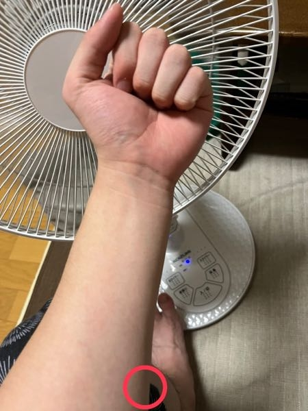 EZバーでカールをすると左腕の前腕が痛みます。○の部分を強く押す 