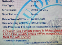 インド旅行の為のビザについて教えていただきたいのですが

issue of ETA 

expiry of ETA

Number of Entrys Double の意味をご存じの方教えてくださいm(_ _)m

ネットで調べたのですが自分の解釈があってるかすごく不安で
m(_ _)m

expiry of ETA は到着日

Number of Entrys は...