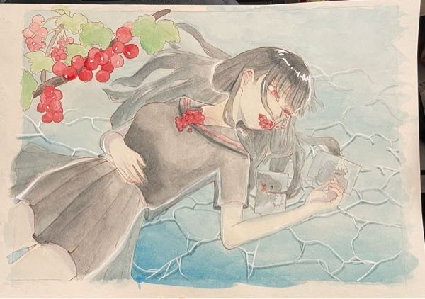 水彩画です花言葉のテーマに沿って スグリという花を使いました コ Yahoo 知恵袋