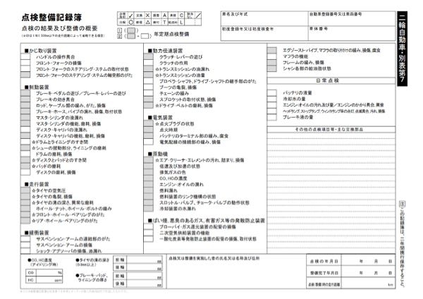  ミニ ONE ETC 取説 記録簿7枚 予備検相談可能 今度バイクの車検があるので書類の準備をしています。ユーザー車検を