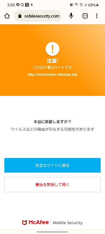 よくこんなようなマカフィーの画面が出てくるのですが、これってなん