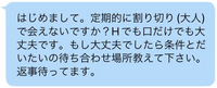 ハッピーメール初心者（女）です
このようなメッセージが来た場合、どのように返すのが一般的ですか？
また、トラブルに遭わないためのアドバイスを教えてください。 